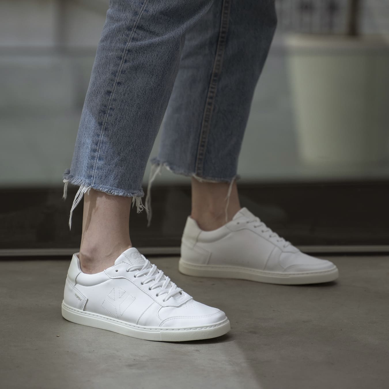 Baskets sneakers végan et écologique cuir végétal blanche - Topsy Cog