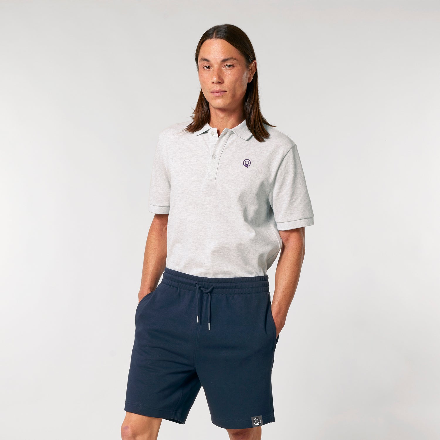 NEW WORLD GUARDIANS IMPACT shorts in organic cotton and recycled polyester, sustainable unisex jogger shorts in blue
