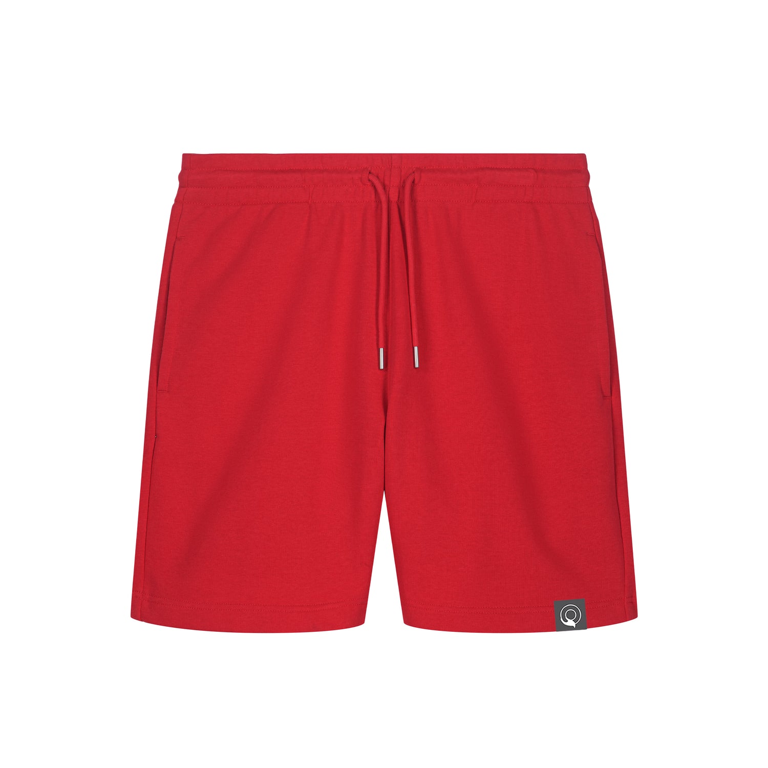 Eco-friendly unisex shorts in red made from 85% organic cotton and 15% recycled polyester, IMPACT design