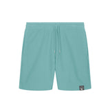 Lightweight sustainable shorts in turquoise for workouts, lounging, and streetwear, NEW WORLD GUARDIANS IMPACT design