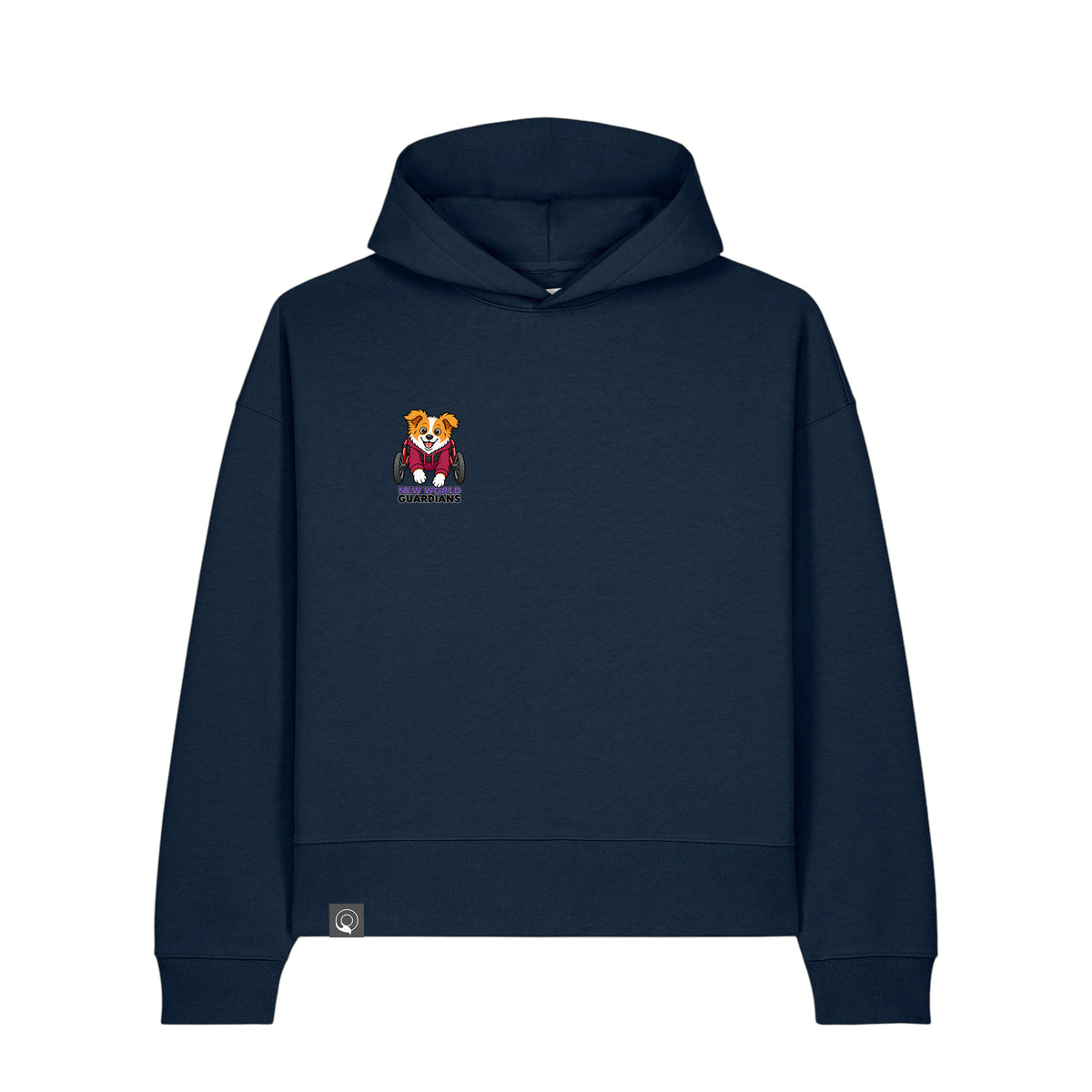 NEW WORLD GUARDIANS Kobold Guardians unisex organic cotton hoodie in navy blue – front view