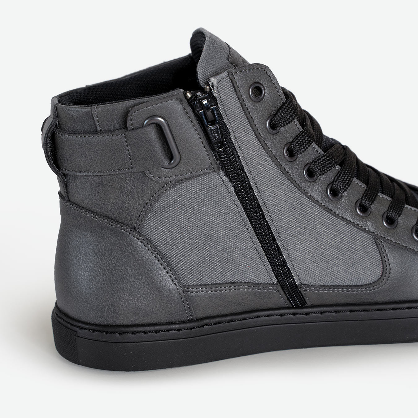 Wallace – Grau | Veganer High-Top Sneaker mit Zipper
