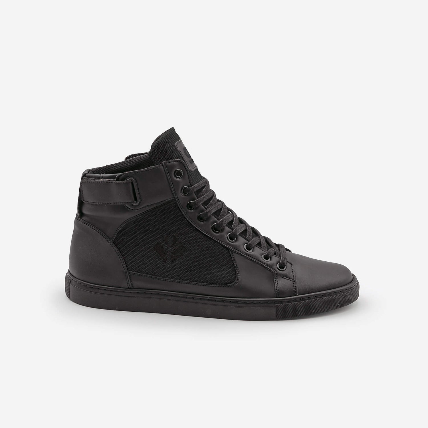 Wallace - Black | Vegan High-Top Sneaker with Zipper