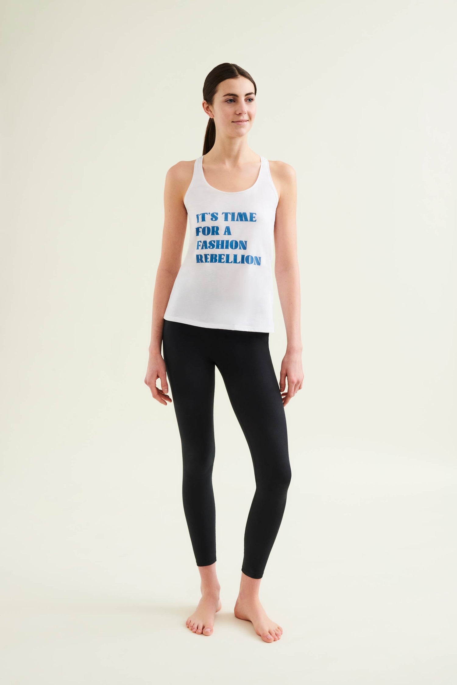 GOTS Certified Organic Cotton Yoga Tank in Diamond White - Circular Economy design & Non-Toxic activewear