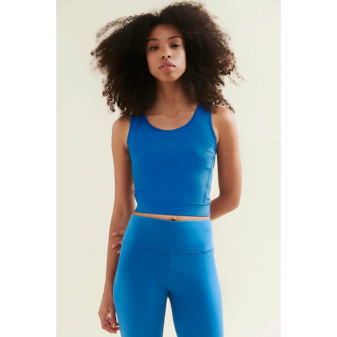 Bio-Baumwoll Crop Top - Nachhaltige Activewear in Blau – Produktansicht 1