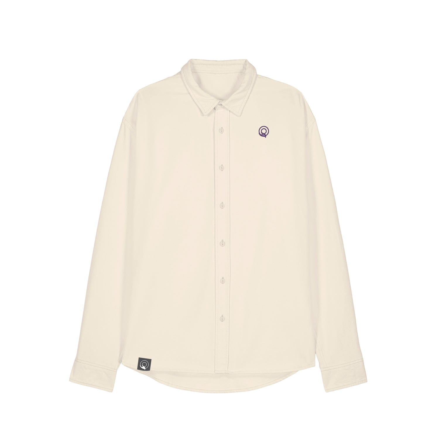 Front view of the beige worker shirt unisex  – sustainable and ethically made fashion by New World Guardians.