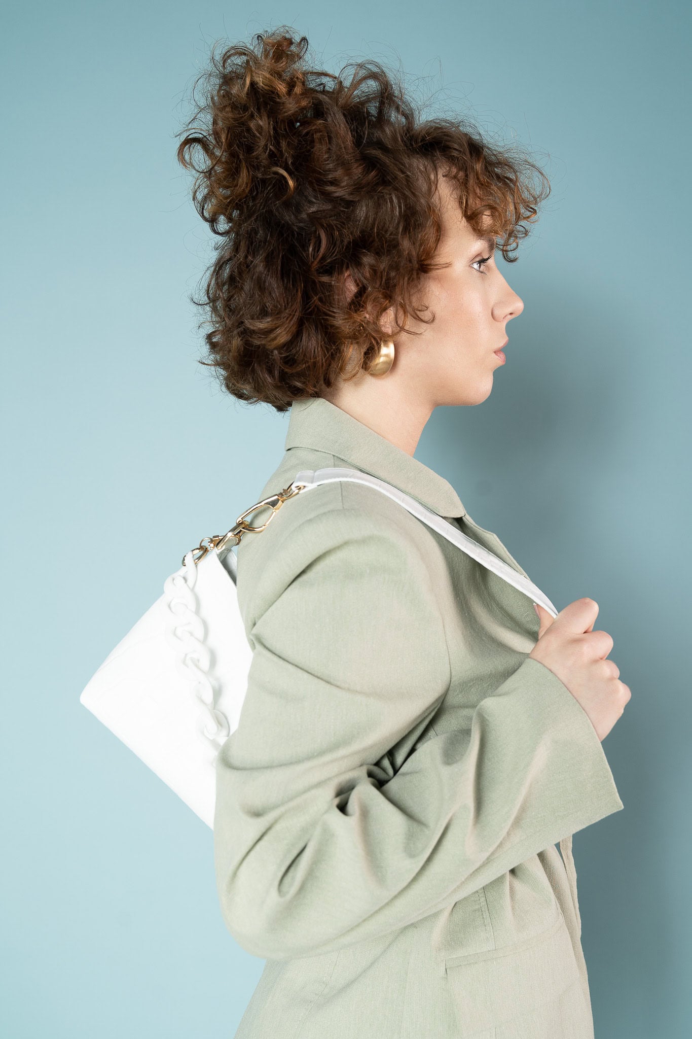 SLICED BAGUETTE BAG corn leather white croco