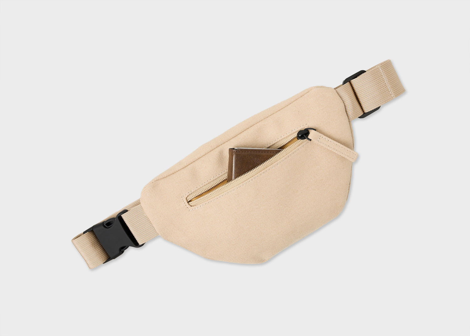 Nachhaltige Bauchtasche / Crossbody Tasche aus Hanf in Beige & Schwarz