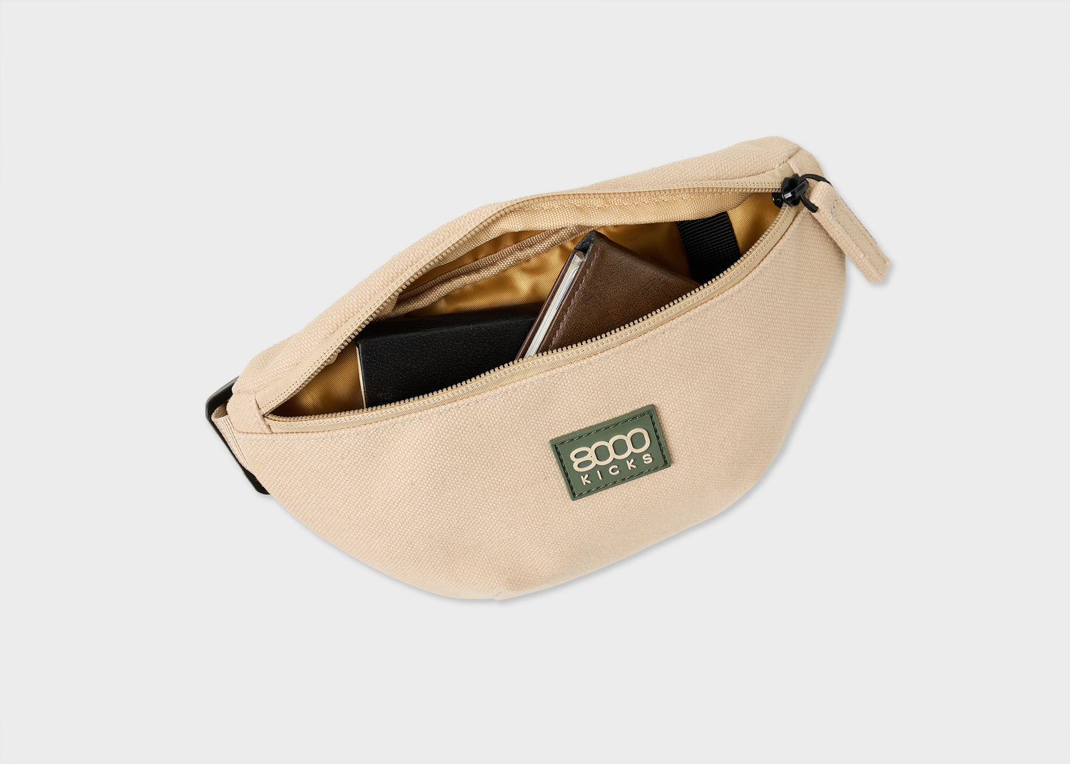 Nachhaltige Bauchtasche / Crossbody Tasche aus Hanf in Beige & Schwarz