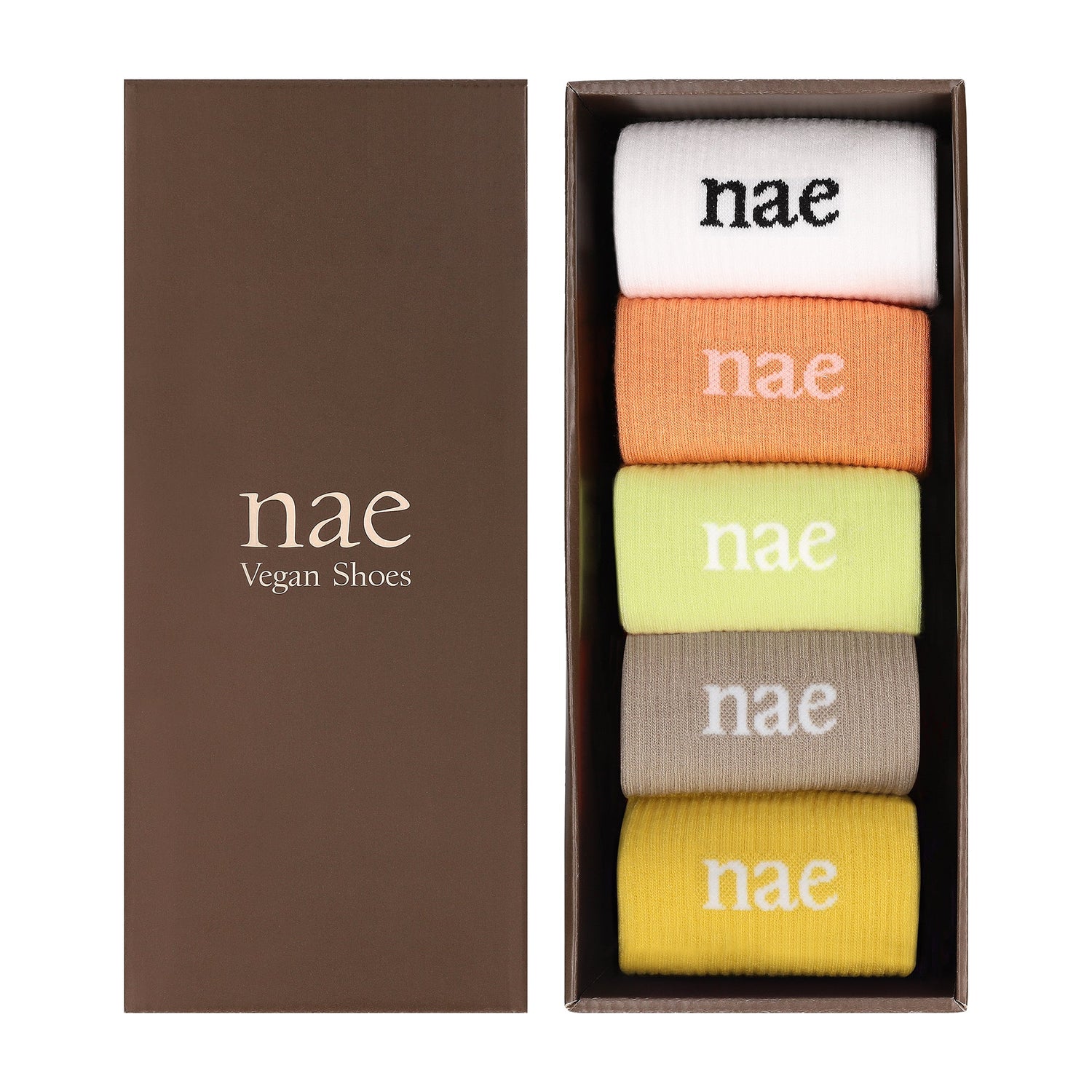 5 pack socks vegan animal friendly yellow green NAE