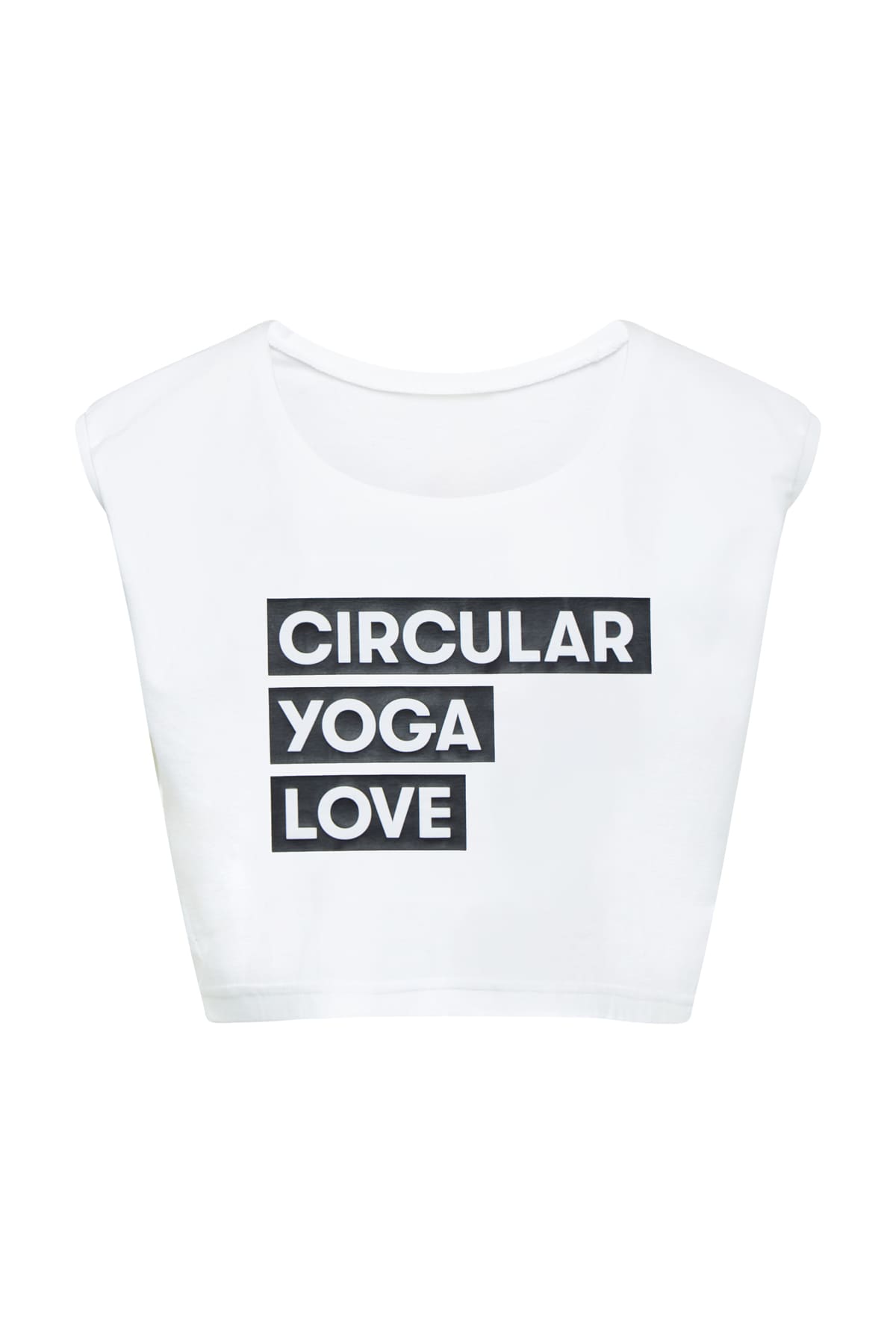 Cropped Yoga Top in Weiß mit Print - Sportkleidung in Bio-Baumwolle – Produktansicht 5