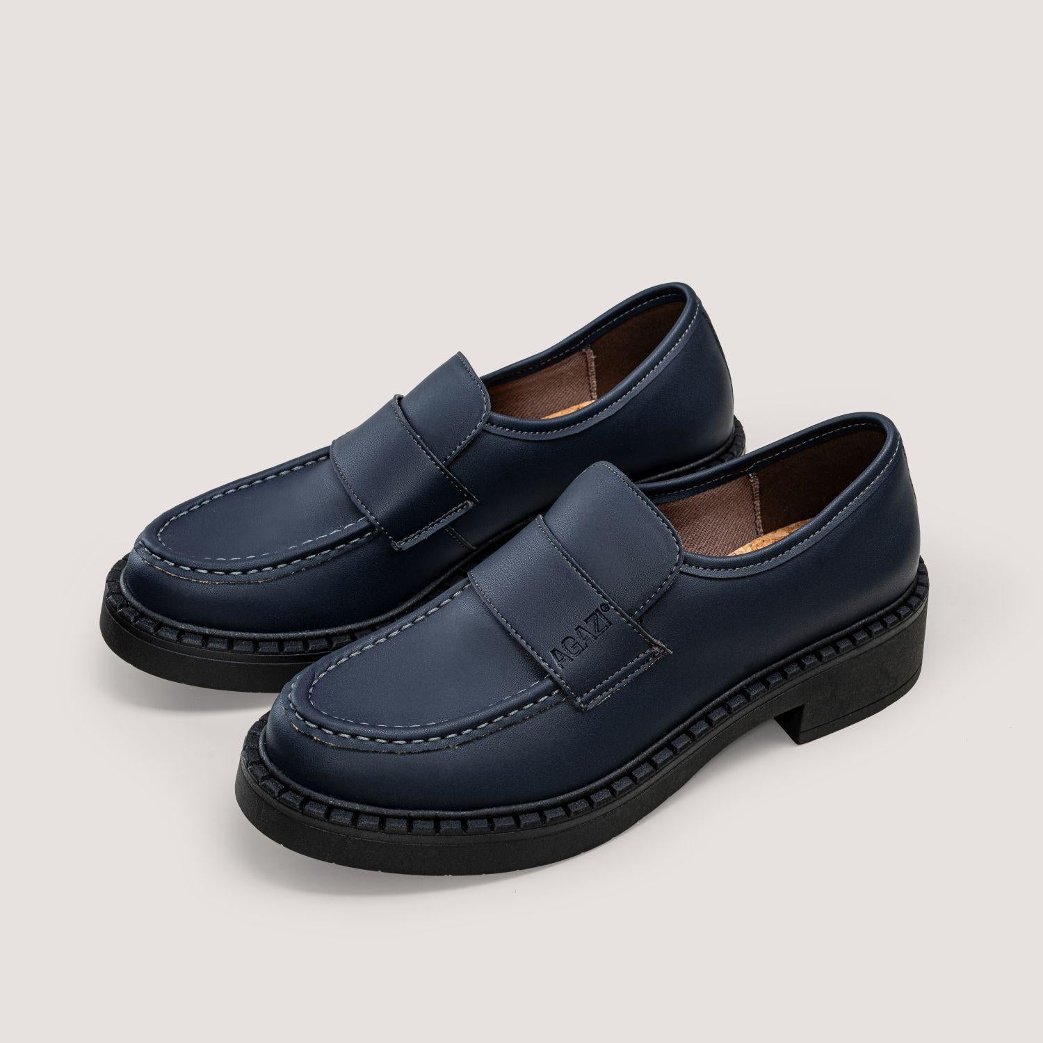DIANE 3 in 1 Marineblaue Vegane Loafer aus Maisleder