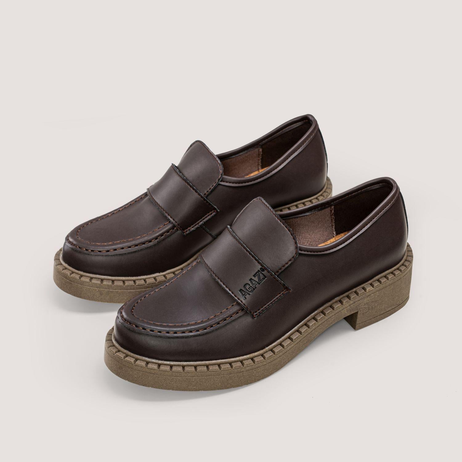 DIANE Vegan 3 in 1 Apple-Leather Loafers in Brown with Dark Sole