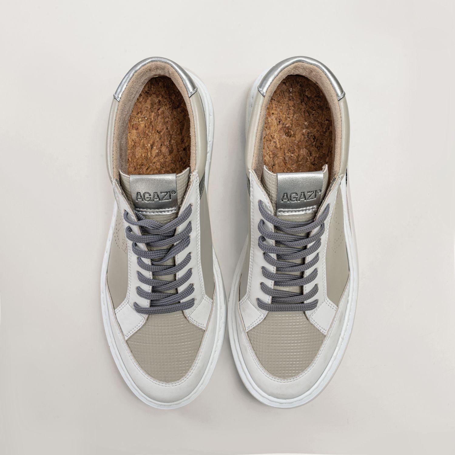 BLANKA Vegan Apple & Corn Leather Sneakers in beige & white