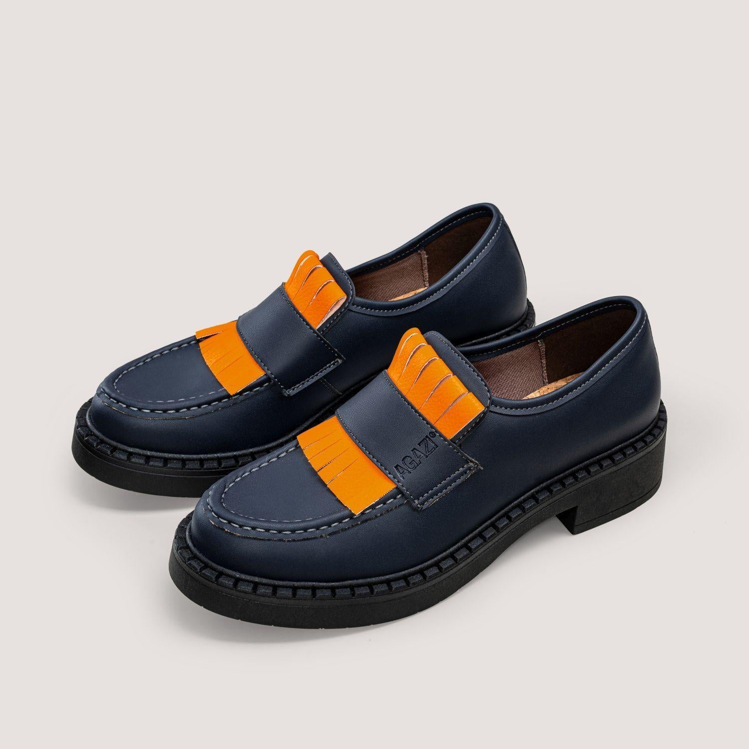 DIANE 3 in 1 Marineblaue Vegane Loafer aus Maisleder