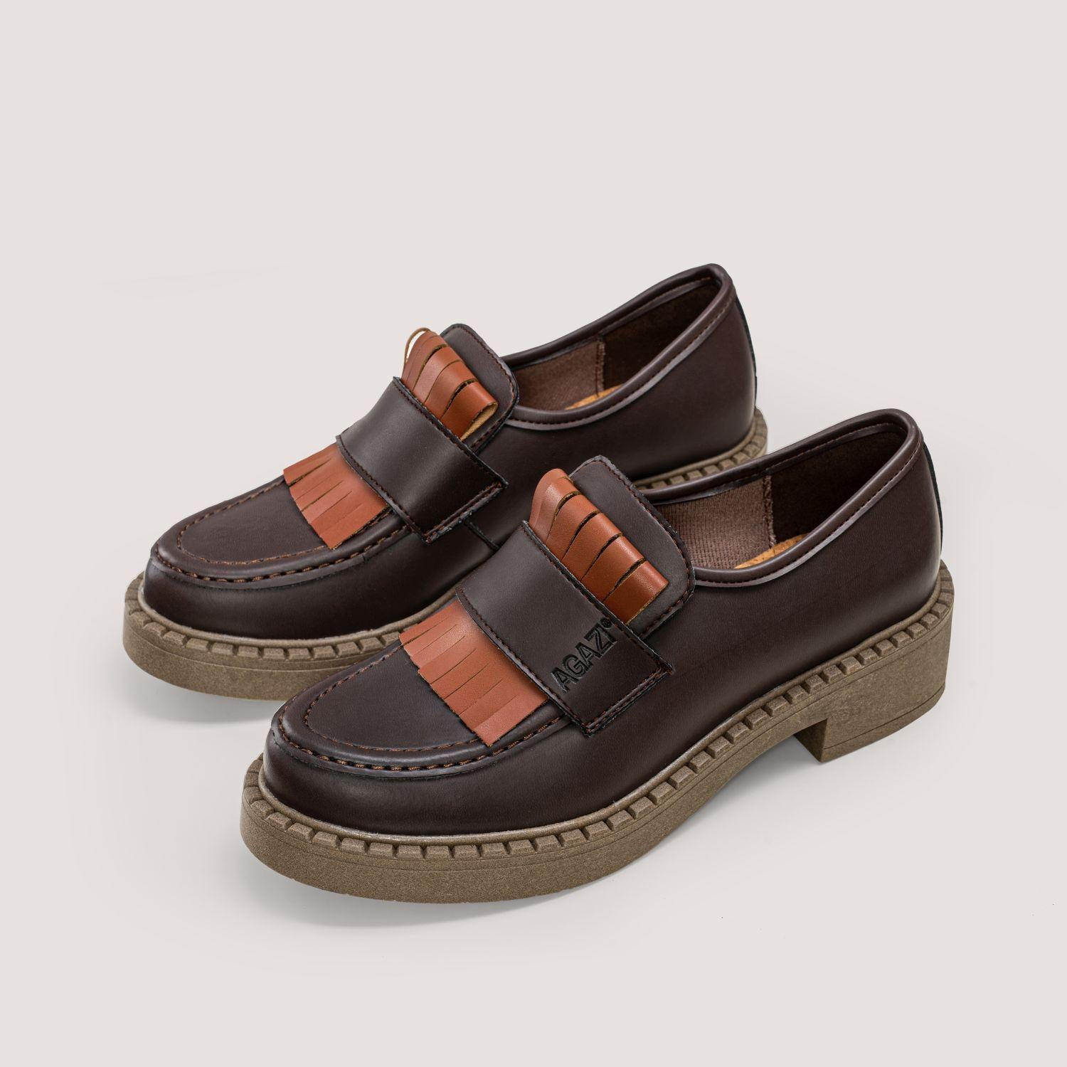 DIANE Vegan 3 in 1 Apple-Leather Loafers in Brown with Dark Sole