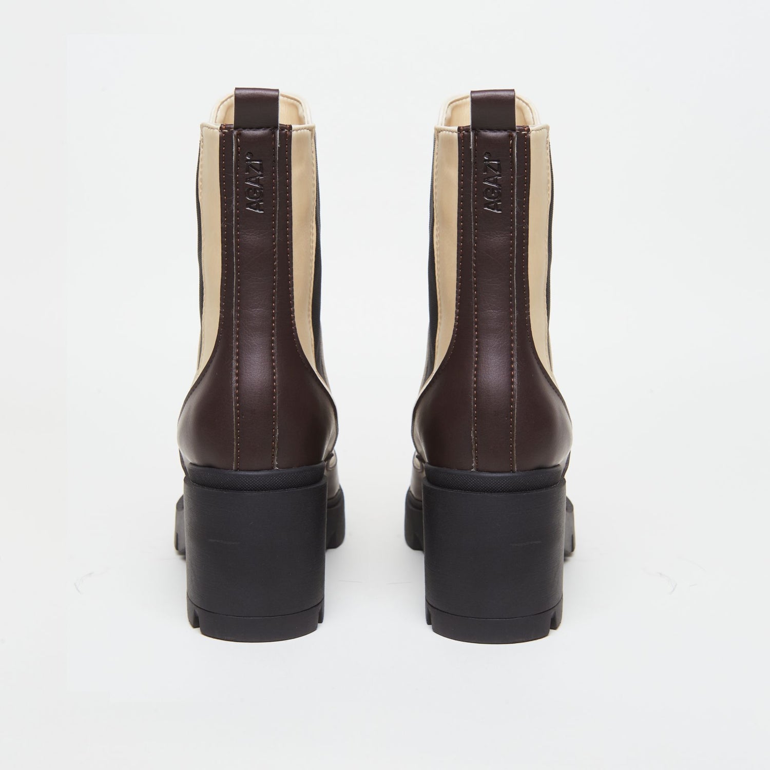 VICKY Beige & Brown Vegan Heeled Boots