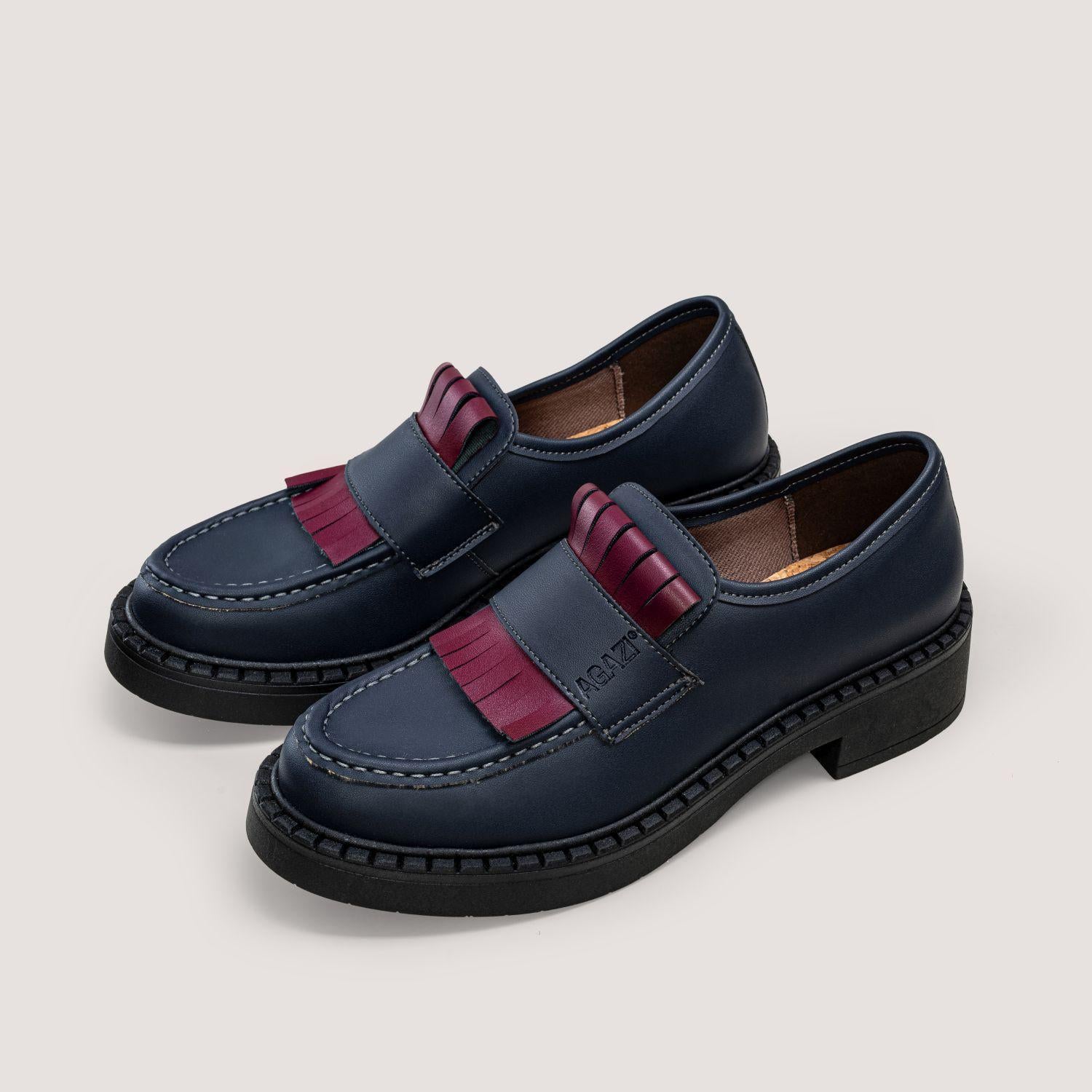 DIANE 3 in 1 Marineblaue Vegane Loafer aus Maisleder