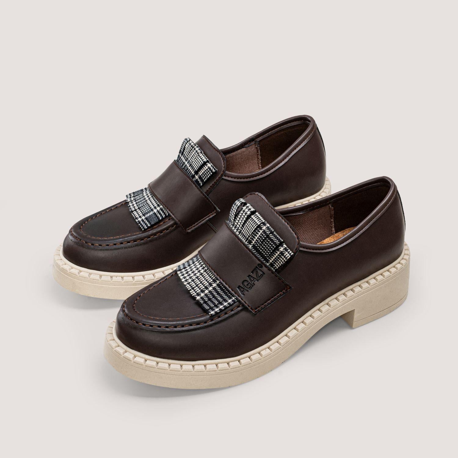 DIANE 3 in 1 Braune Vegane Loafer aus Apfelleder mit heller Sohle