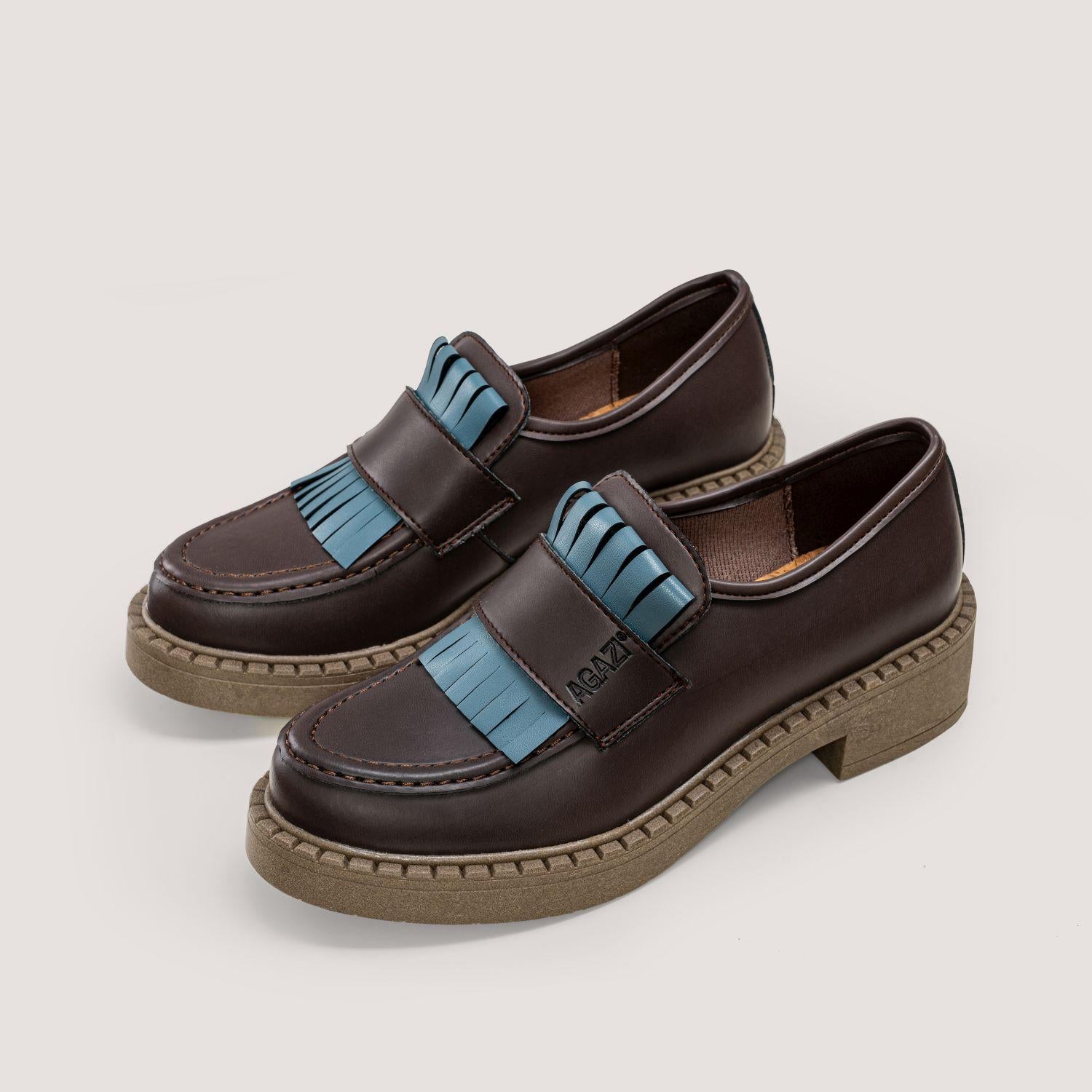 DIANE Vegan 3 in 1 Apple-Leather Loafers in Brown with Dark Sole