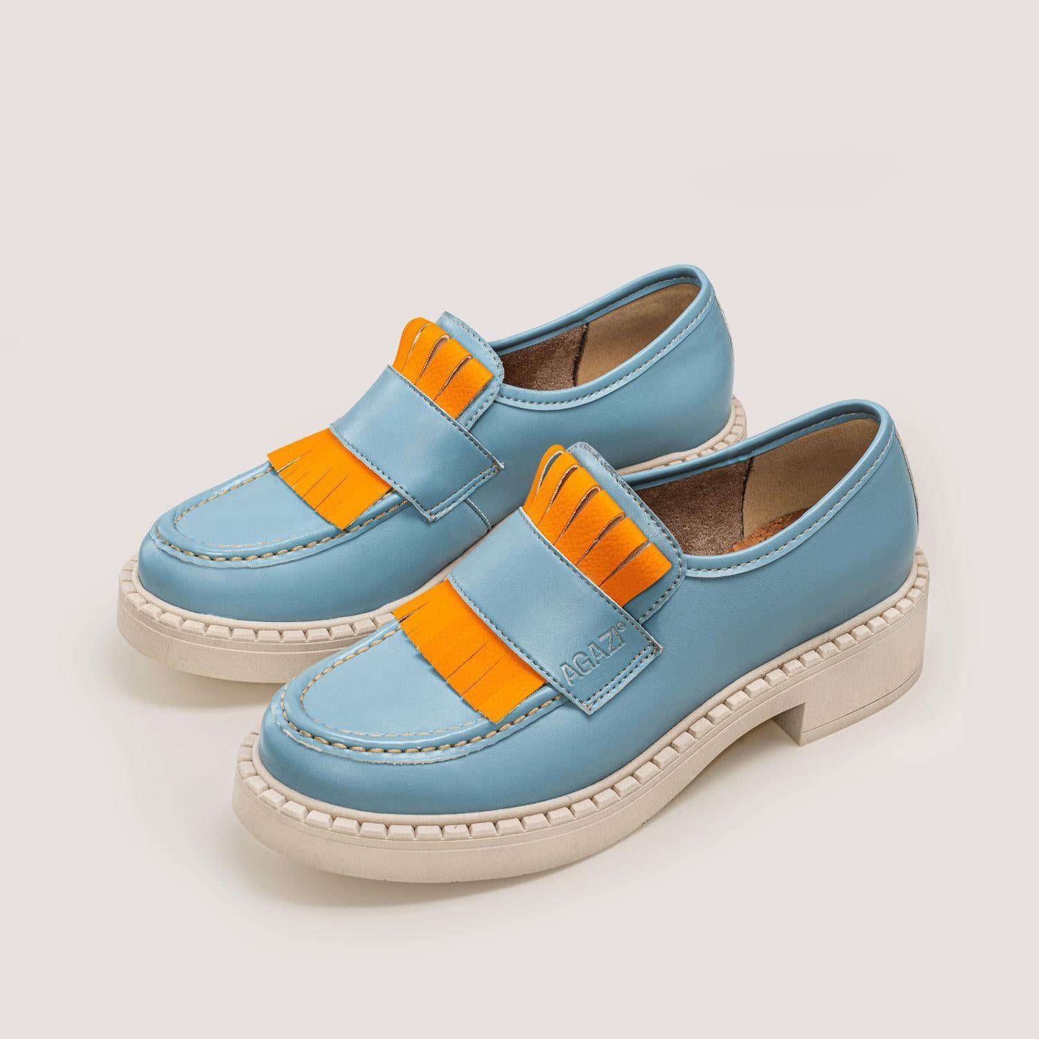 DIANE 3 in 1 Himmelbaue Vegane Loafer aus Apfelleder