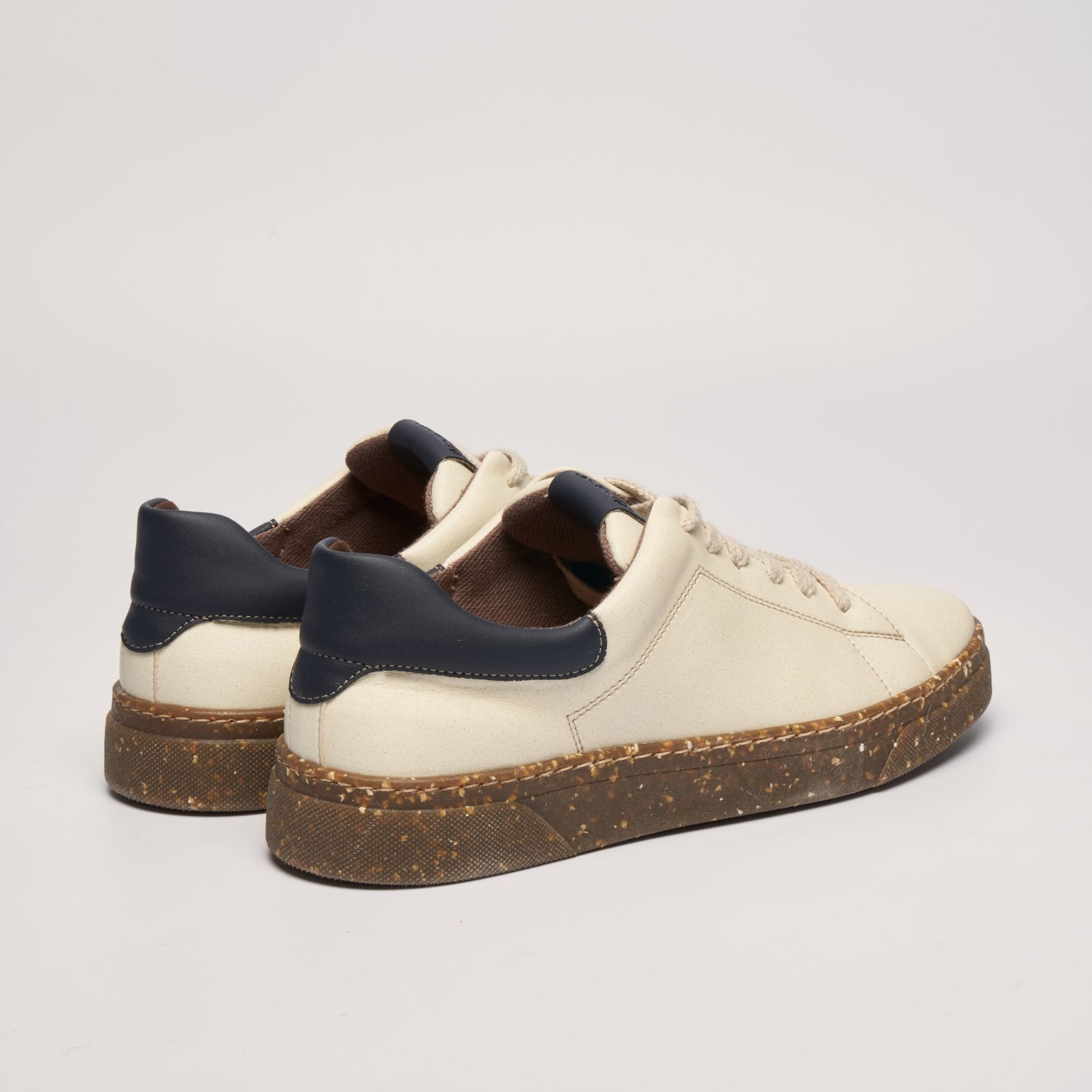 JACOB Vegan Sneakers in Beige & Navy Blue from Apple & Corn Leather