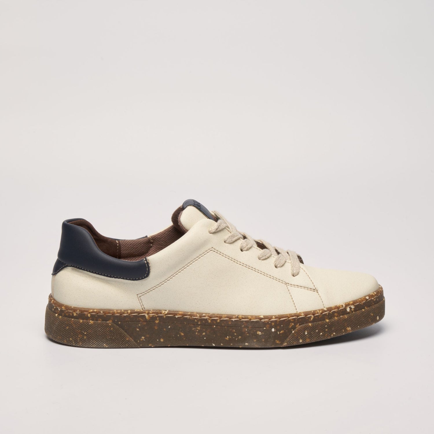 JACOB Vegan Sneakers in Beige & Navy Blue from Apple & Corn Leather