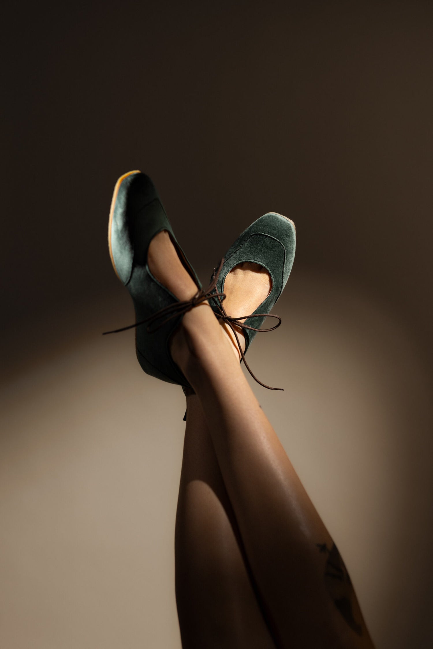 LOUISE Velvet Salbeigrüne Vegane Ballerinas