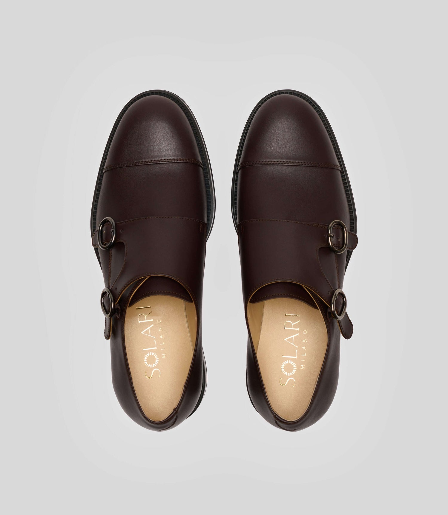 Vegan Monk Strap - Man in brown leather with a sophisticated monk strap design.