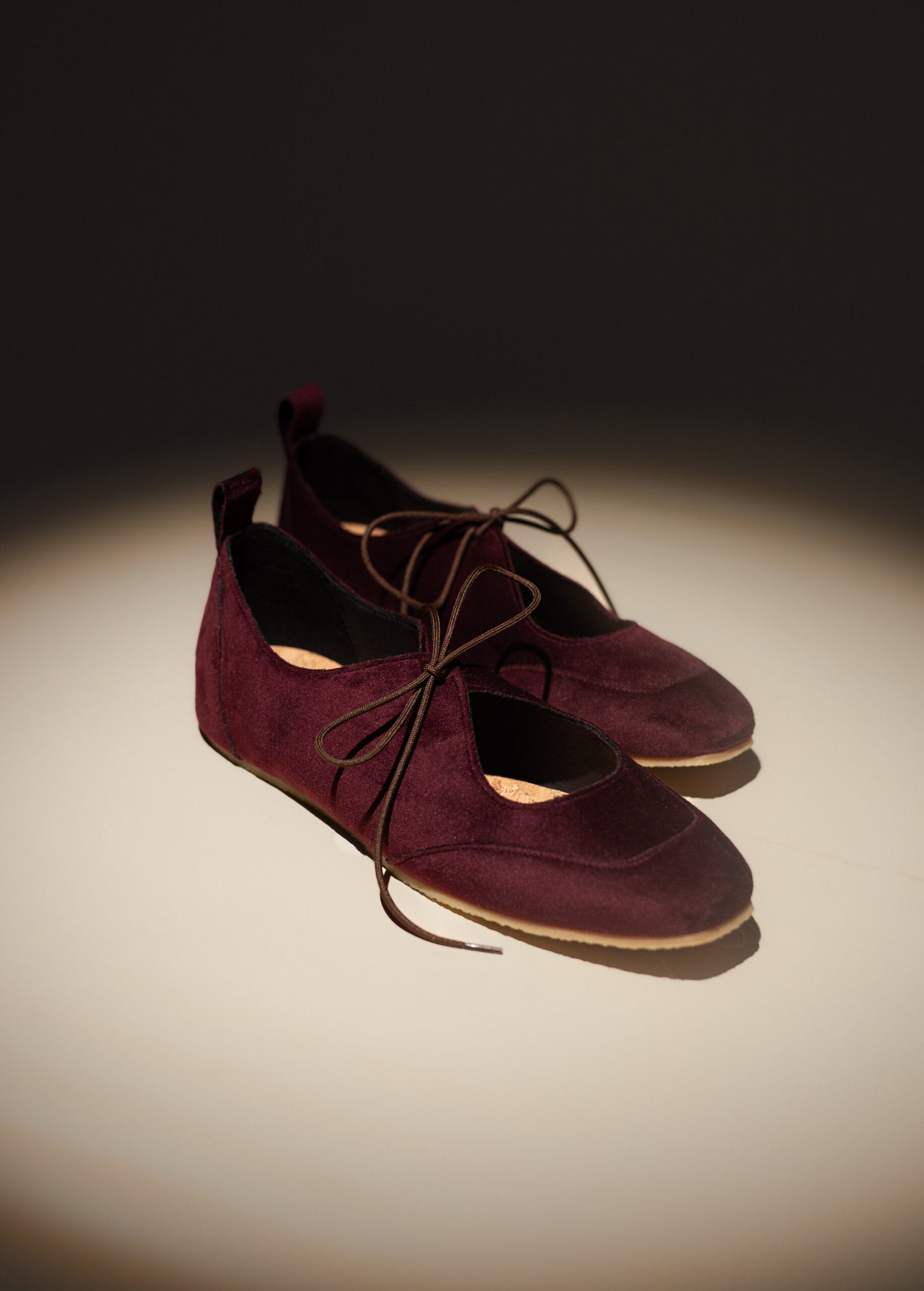 LOUISE Velvet Burgundy Vegane Ballerinas