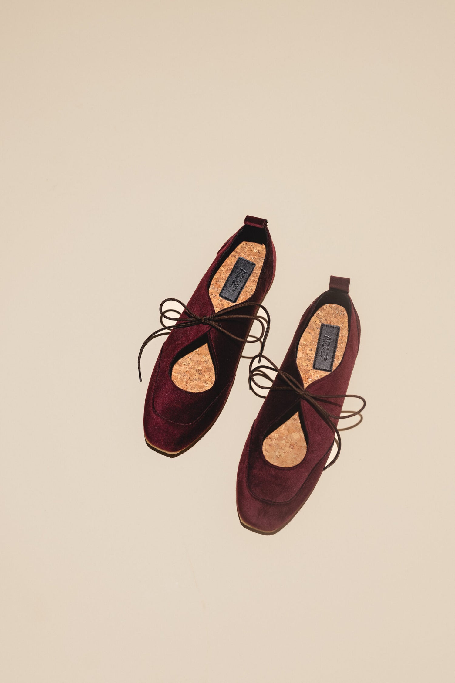 LOUISE Vegan Ballerina Flats in Velvet Burgundy