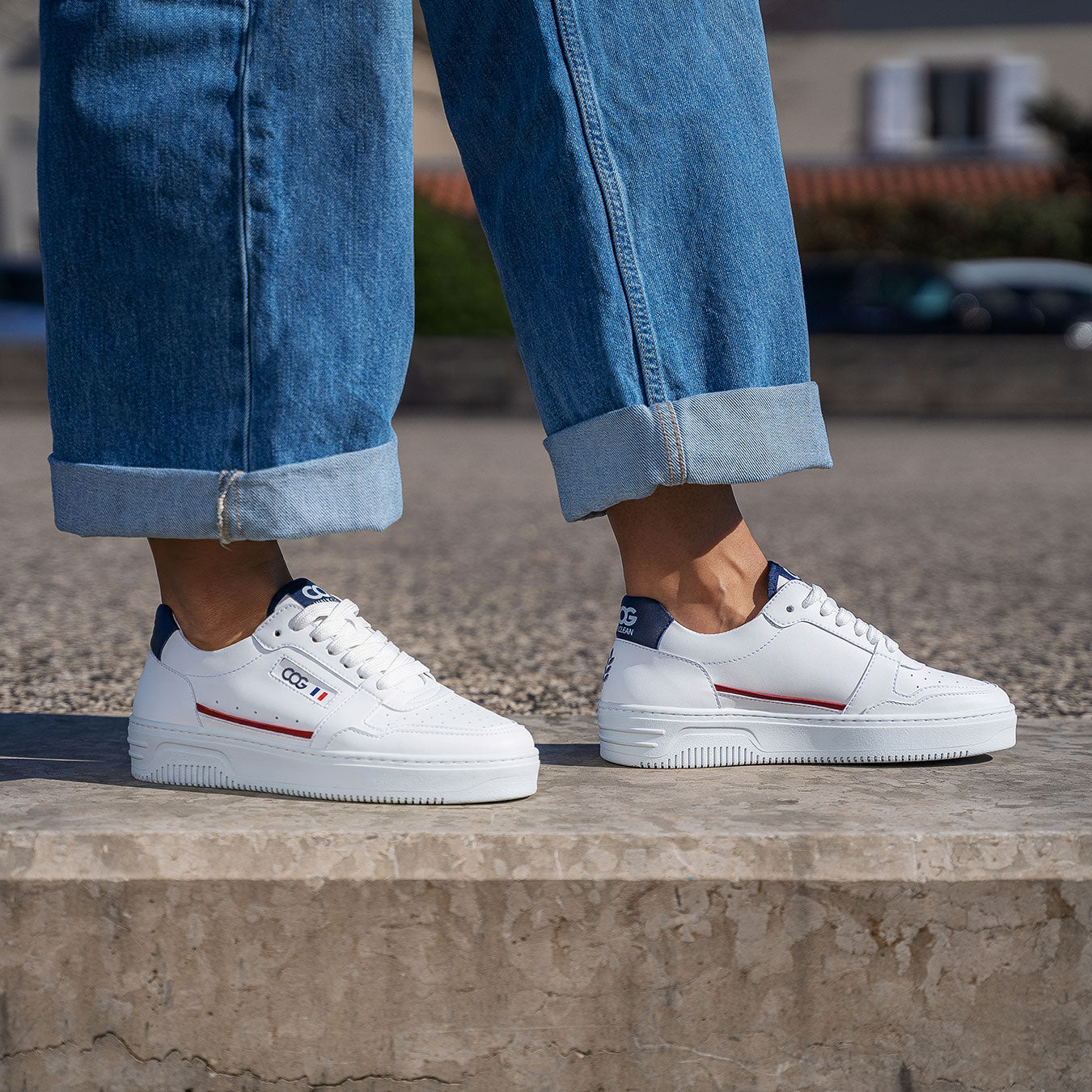 Able - White & Blue Vegan Corn Sneaker