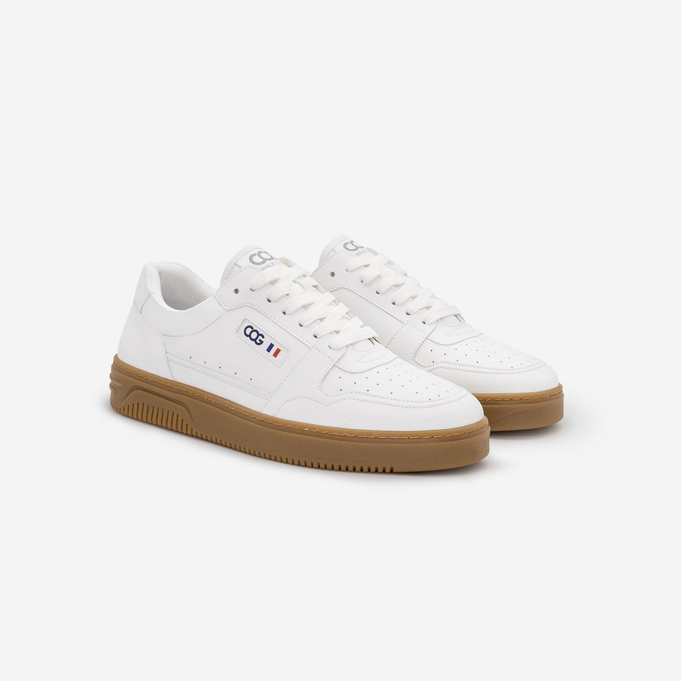 Able – White Vegan Corn Sneaker with Brown Sole