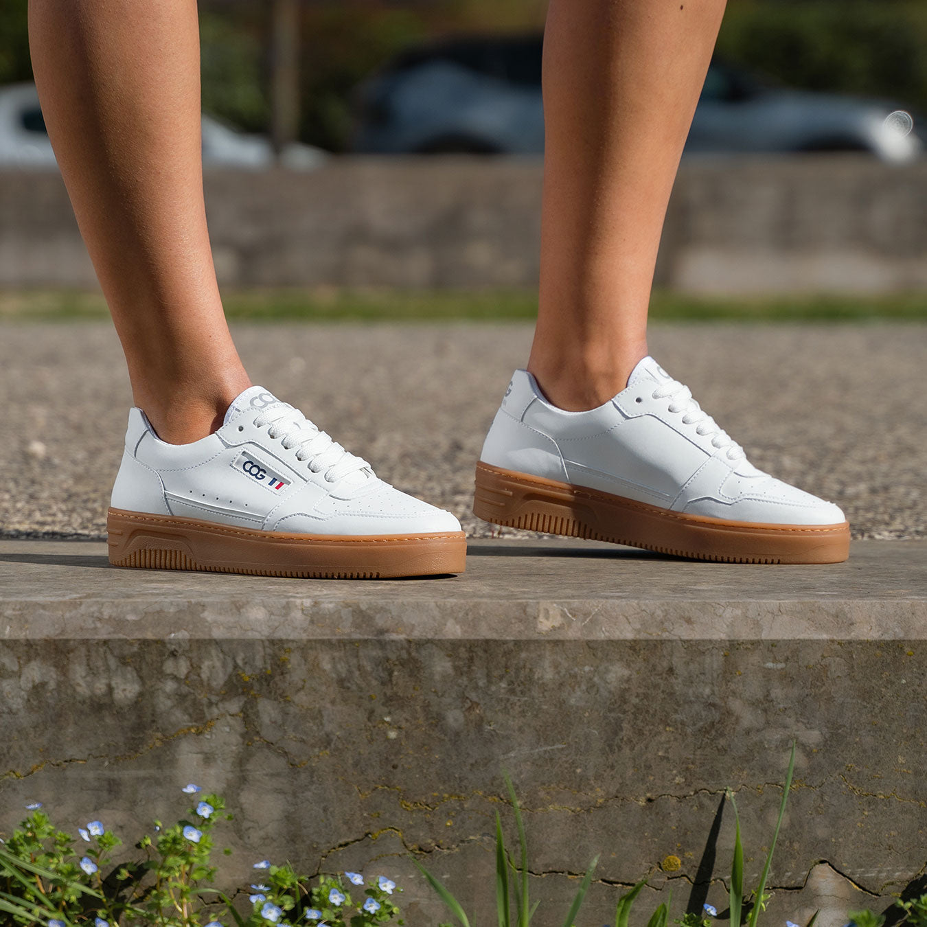 Able – White Vegan Corn Sneaker with Brown Sole