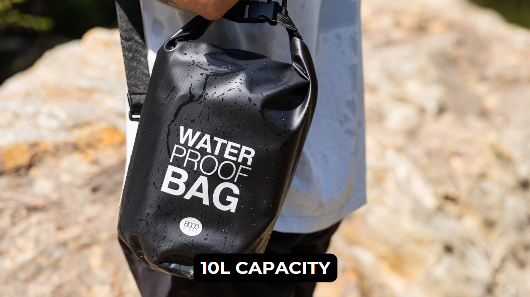 Wasserdichte Dry Bag (Packsack) – Schwarz | 10 L Volumen