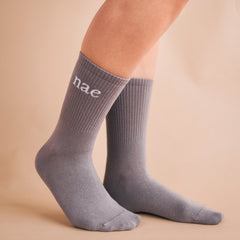 Grey vegan organic cotton socks from the black, white and grey three-pack