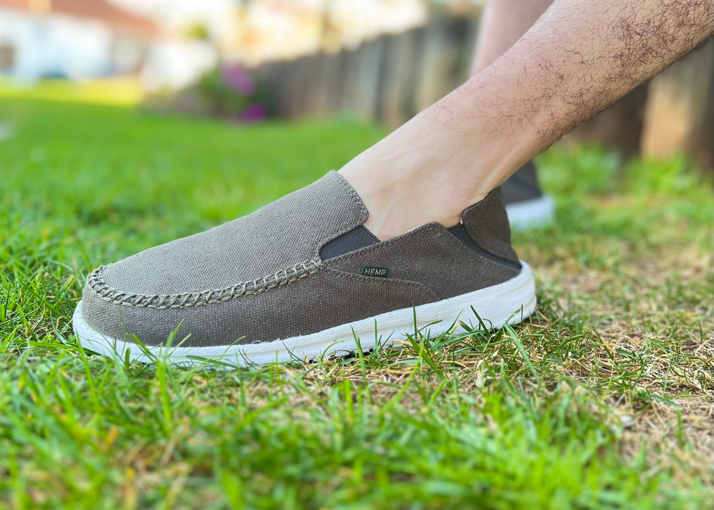 SunSlide Hanf-Slip-on für Herren in Dunkelgrün