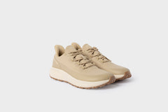 Trekker vegane Hanf-Wanderschuhe für Damen mit breiter Zehenbox in Beige – Dreiviertelansicht
