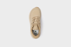 Trekker vegane Hanf-Wanderschuhe für Damen mit breiter Zehenbox in Beige – schräge Seitenansicht