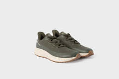 8000KICKS Trekker women's weatherproof vegan hemp sneakers with wide toe box in dark green – three-quarter view