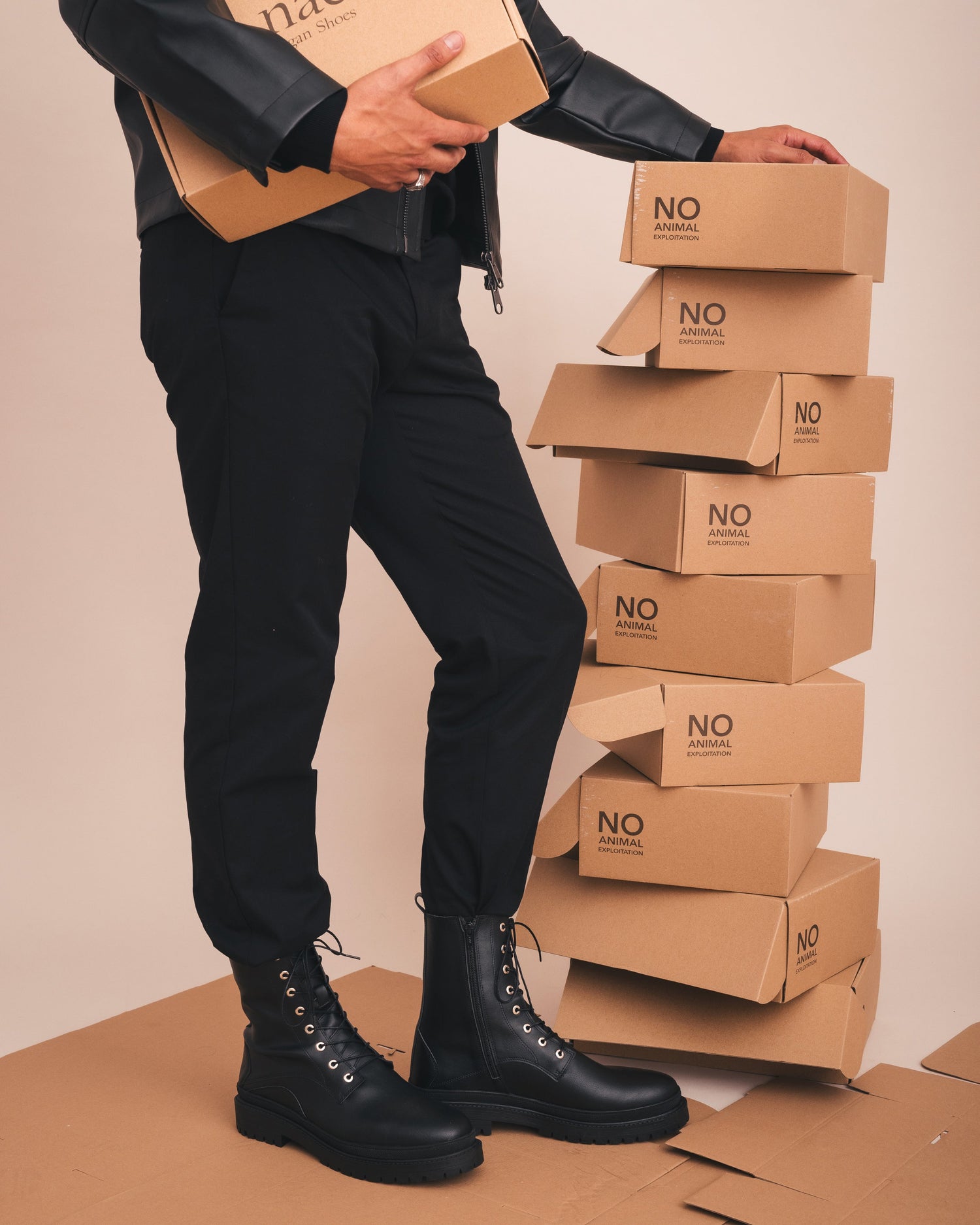 DIRAM Black - Vegan Combat Boots with Chunky Sole