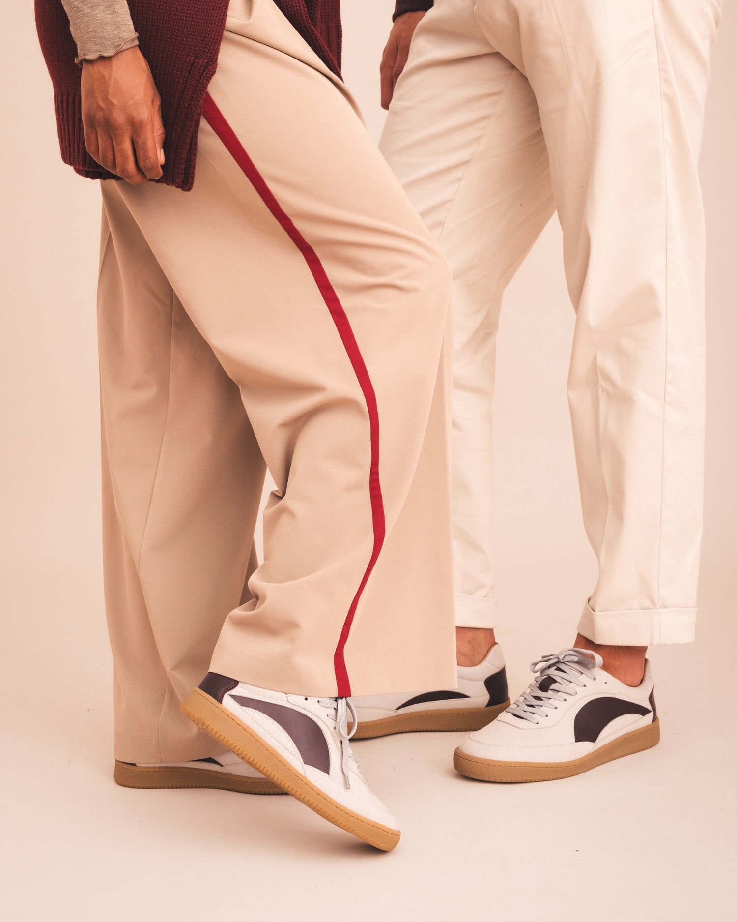 SIDNEY Red | Vegan Suede Retro Sneakers in White & Bordeaux