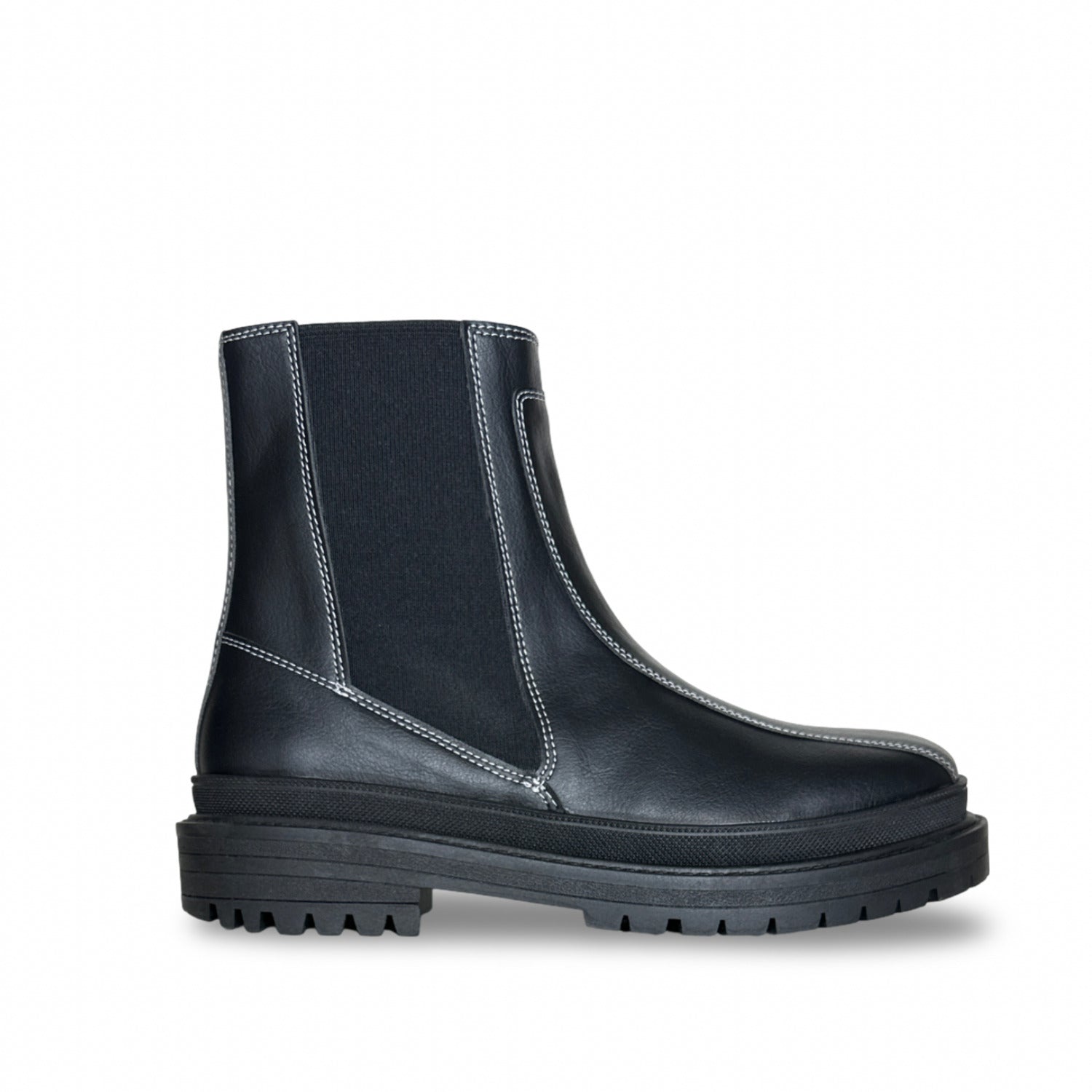 ABRIL Black - Unisex Vegan Chelsea Boots with Chunky Sole