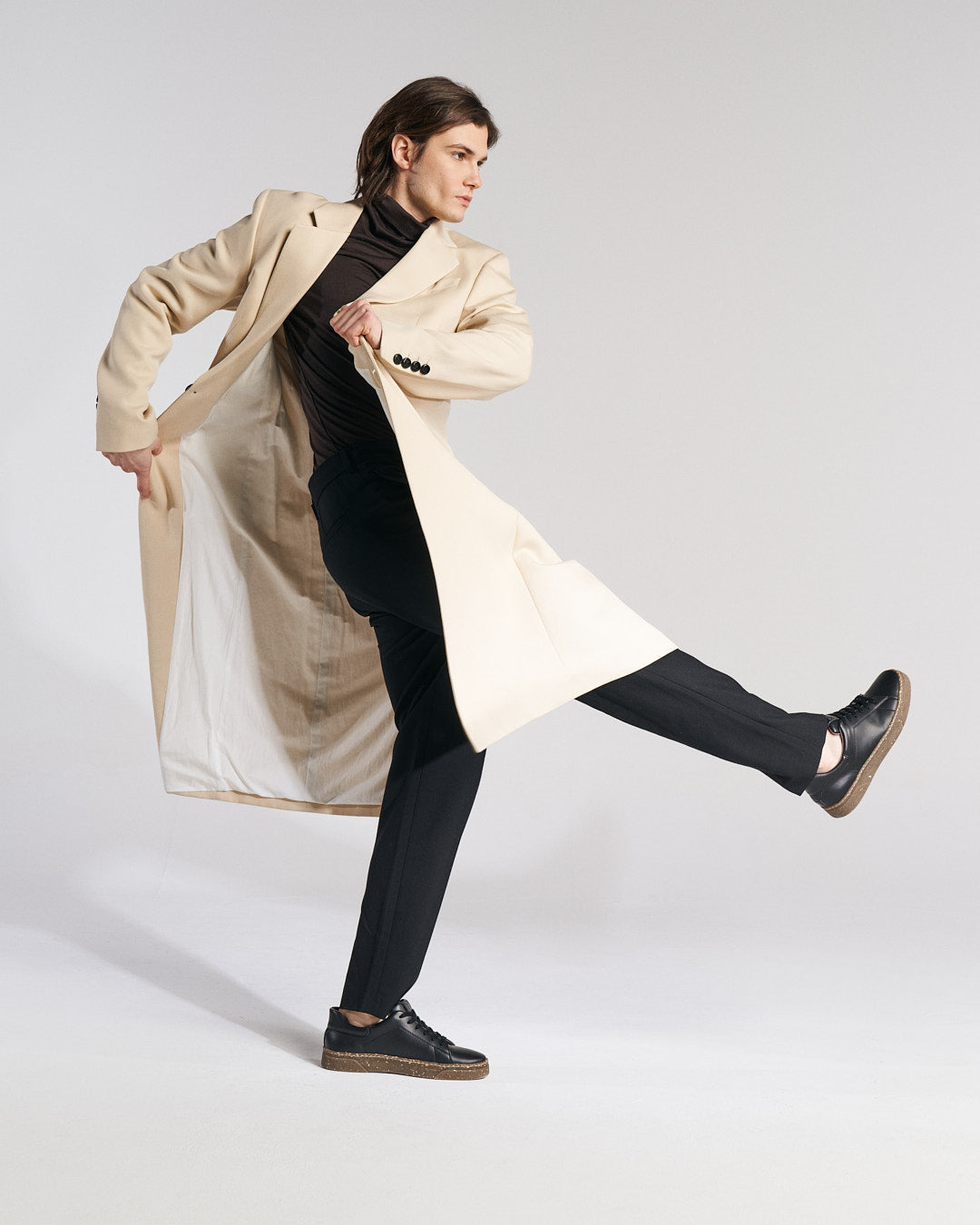 JACOB Black Vegan Sneakers in Apple Leather