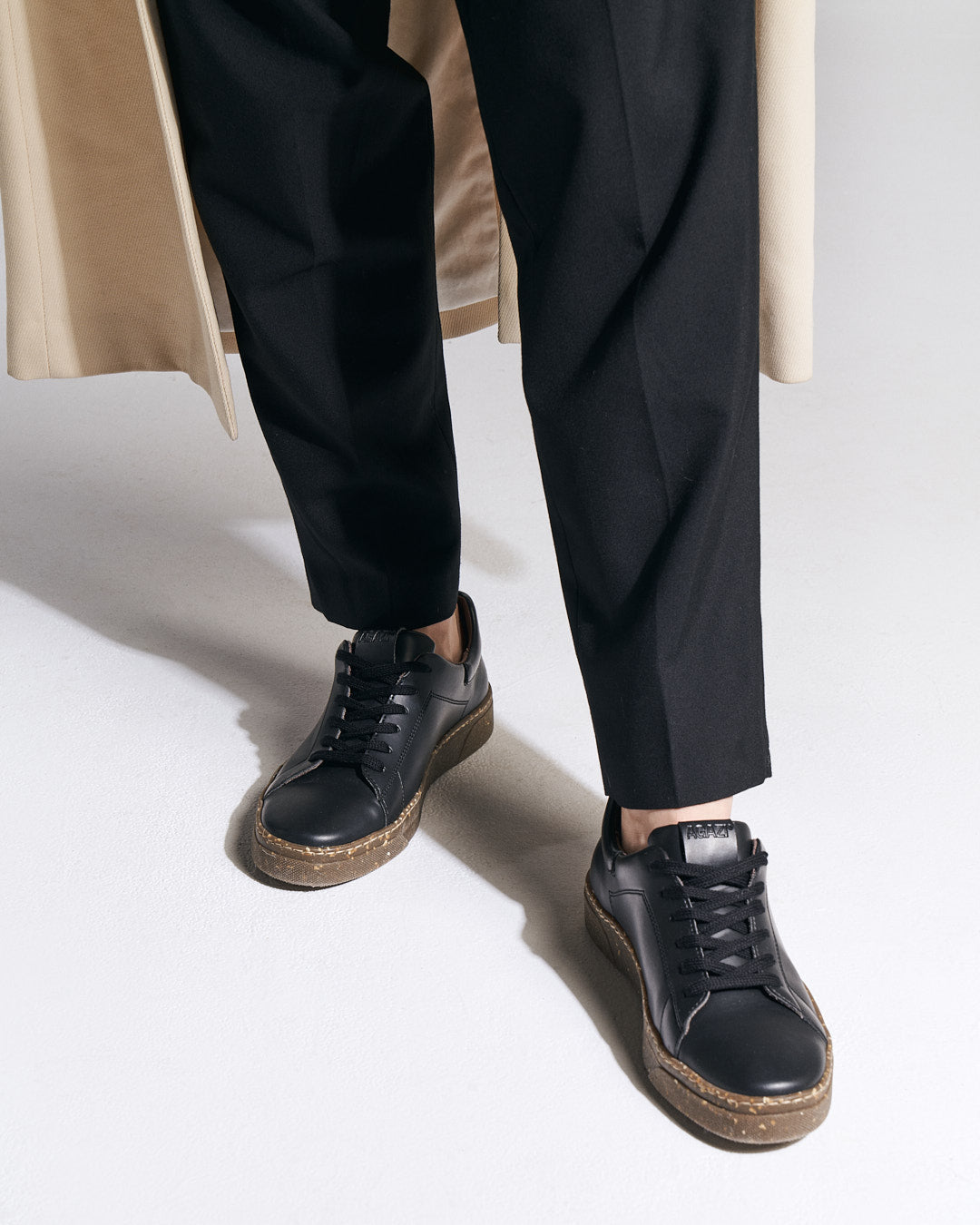 JACOB Black Vegan Sneakers in Apple Leather