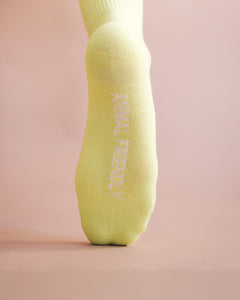 clear green organic socks logo footbed