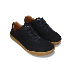 AYA Barefoot Black vegan barefoot sneaker top view — wide toe box and all-black construction, NAE Vegan Shoes, handmade in Portugal
