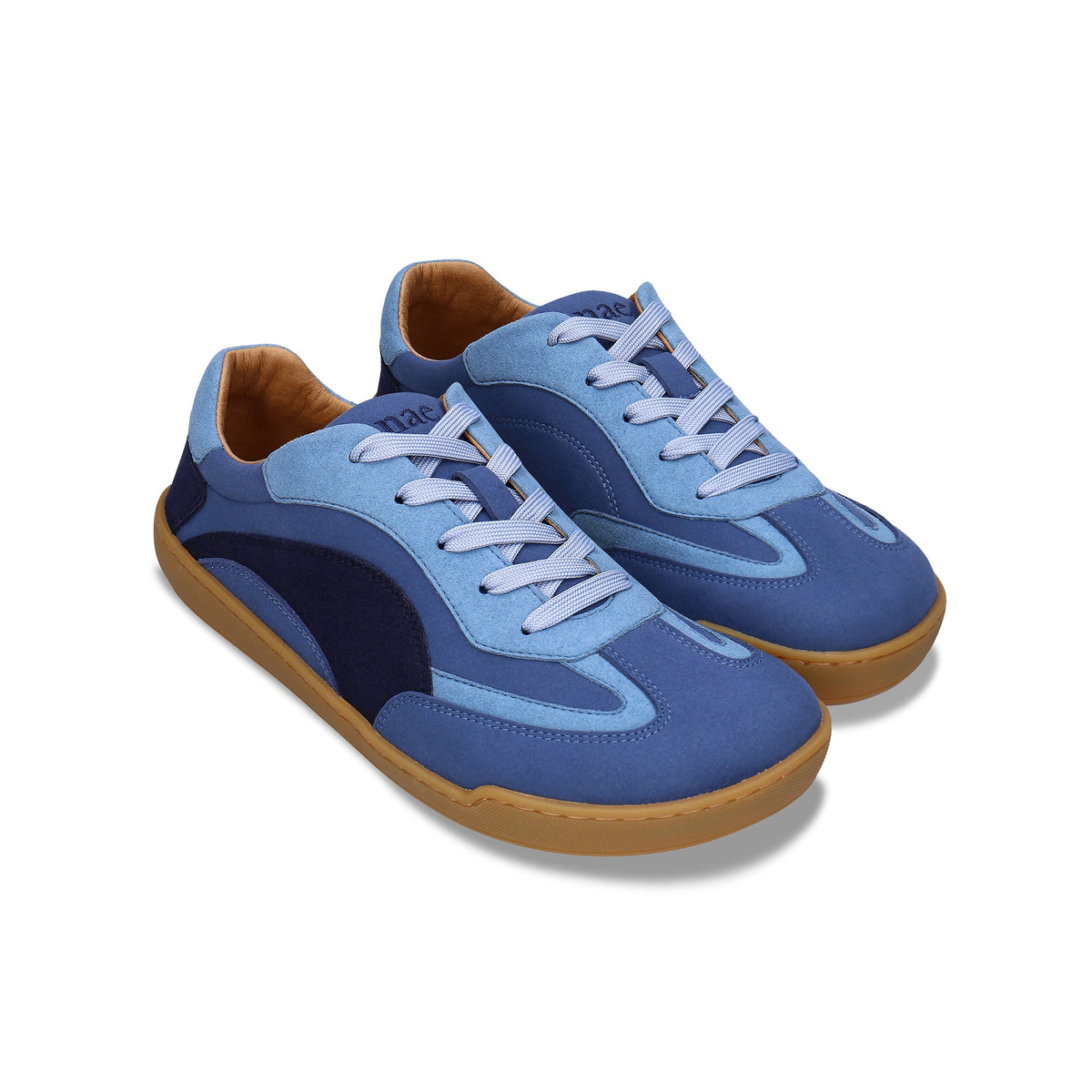 Paar vegane Barfuß-Sneaker AYA Barefoot Blue – veganer Unisex-Sneaker in dreifarbigem Blau mit Zero-Drop-Gummisohle