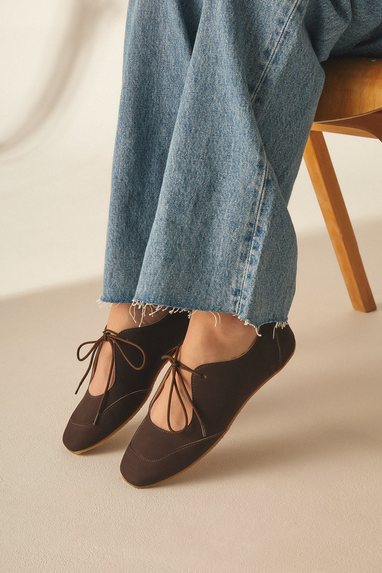 LOUISE Vegan Ballerina Flats in Brown