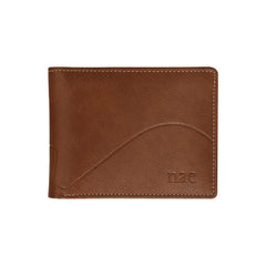 vegan wallet bifold brown sewn edges classic logo carved NAE Vegan Shoes